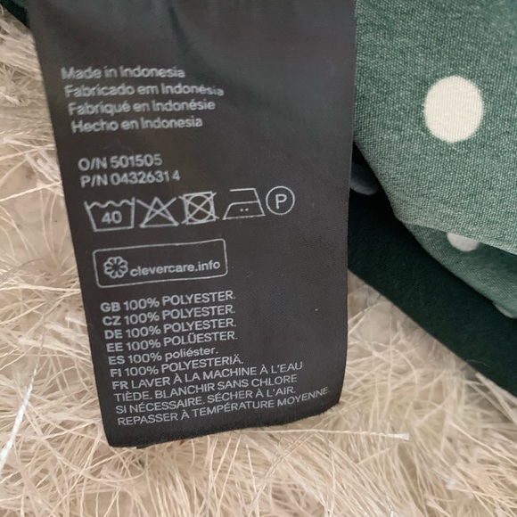 H&M hunter green polka dot long sleeve dress sz 14 - Picture 8 of 9